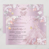キンチャネラ ダスティーローズ グリッター ドレス スイートピー 招待状 (正面/裏面)