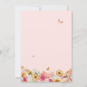 キンチャネラ バタフライ ブラッシュ ピンク & イエロー フラワーリング 招待状 (裏面)