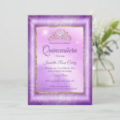 キンチャネラ パープル フォト ゴールド ティアラ パーティー 招待状 (スタンド正面)
