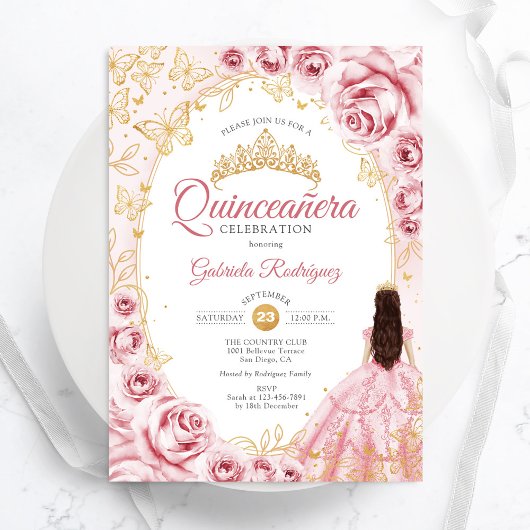 キンチャネラ ピンク ゴールド フラワーズ 招待状