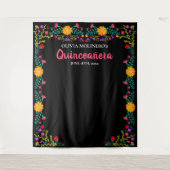 キンチャネラ フォトブース 背景 メキシカン フラワーズ タペストリー (正面)