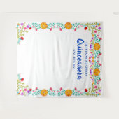 キンチャネラ フラワーフォトブース背景 青 白 タペストリー (正面(横))