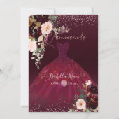 キンチャネラ ブラッシュ バーガンディー 水彩花 招待状 (正面)