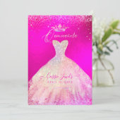 キンチャネラ ホットピンク+ブーシュ スパークル プリンセスドレス 招待状 (スタンド正面)
