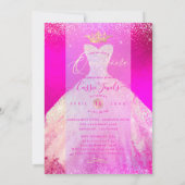 キンチャネラ ホットピンク+ブーシュ スパークル プリンセスドレス 招待状 (裏面)