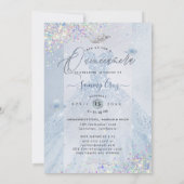 キンチャネラ ホログラフィック コンフェッティ ダスティーブルー ドレス 招待状 (裏面)