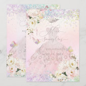 キンチャネラ メニュー ホログラフィック マリポサ ブラッシュ ピンク 招待状 (正面/裏面)