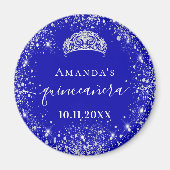 キンチャネラ ロイヤルブルー シルバーグリッター 王冠 名前 マグネット (正面)