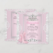 キンチャネラ 15歳の誕生日パーティー ライトピンクの靴 4 招待状 (正面/裏面)