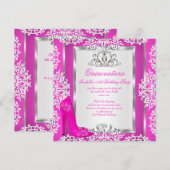 キンチャネラ 15歳の誕生日 マジカル ホットピンク シューズ 招待状 (正面/裏面)