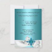 キンチャネラ 15歳 ティールブルー シルバー 白 リボン RSVP 招待状 (裏面)