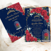 キンチャネーラ エンチャンテッド レッド ローズ フラワーナビーブルー 招待状