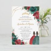 キンチャネーラ レッド エメラルド グリーン フラワーツインズ ゴールド 招待状 (スタンド正面)