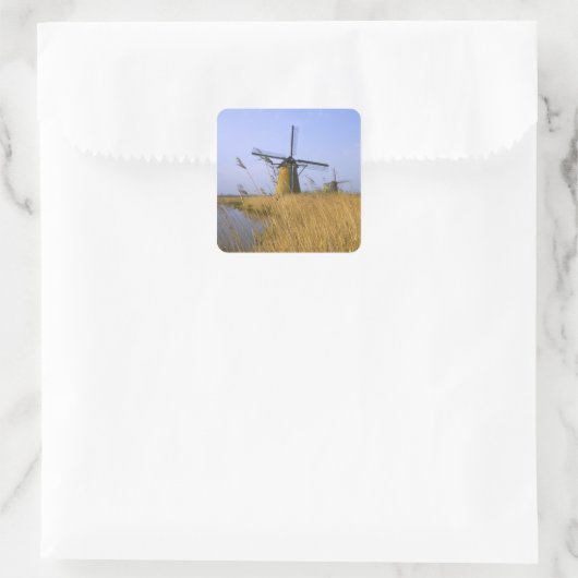 キンデルダイクの運河に沿って風車， 2 スクエアシール (バッグ)