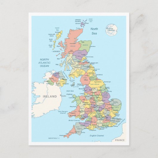 キンドムの詳統一された細地図 ポストカード (正面)