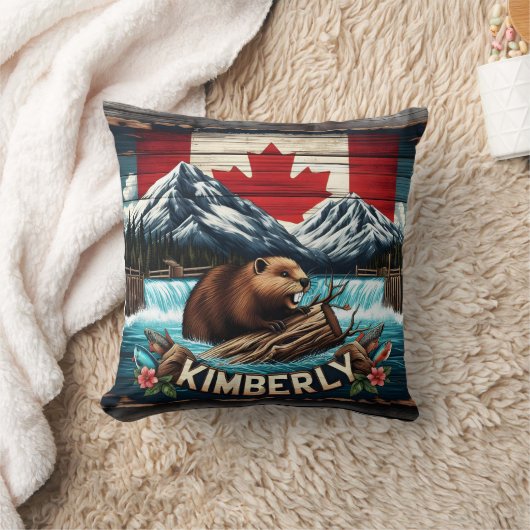 キンバリー地区の滝の近くのカナダビーバーエリア クッション (ブランケット)