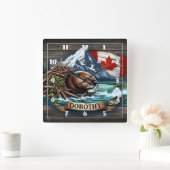 キンバリー地区の滝の近くのカナダビーバーエリア スクエア壁時計 (ホーム)