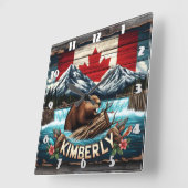 キンバリー地区の滝の近くのカナダビーバーエリア スクエア壁時計 (傾斜)