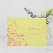 キンボウゲのつる植物及び鳥の結婚式招待状 招待状 (スタンド正面)