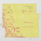 キンボウゲのつる植物及び鳥の結婚式招待状 招待状 (正面/裏面)