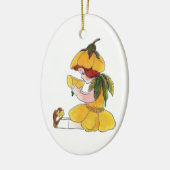 キンボウゲのフラワーチャイルドのおもしろいでかわいい小さな女の子 セラミックオーナメント (左)