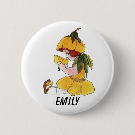 キンボウゲのフラワーチャイルドのおもしろいでかわいい小さな女の子 缶バッジ