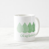 キンボウゲのマグ(緑)の上の油 コーヒーマグカップ (正面右)