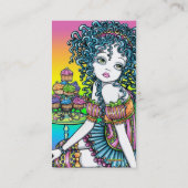 "キンボウゲ"のコップのケーキの妖精の芸術の名刺 名刺 (裏面)