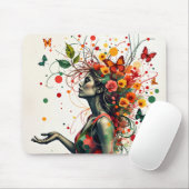 キンポウゲと花を持つ人 マウスパッド (マウス)