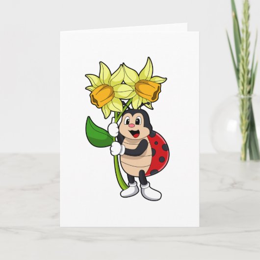 キンポウゲの花のレディバグ カード (正面)