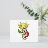 キンポウゲの花のレディバグ ポストカード (スタンド正面)