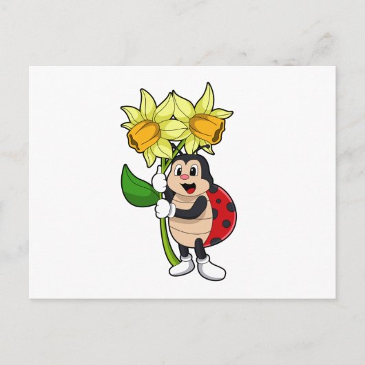 キンポウゲの花のレディバグ ポストカード (正面)