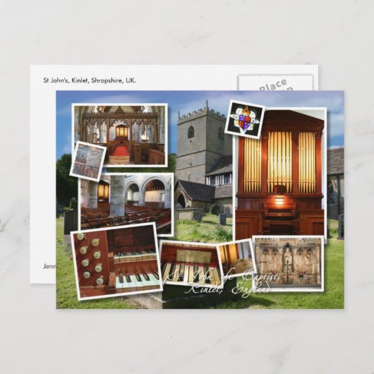 キンレット教会とオルガンモンタージュ ポストカード (正面/裏面)