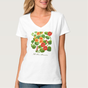 キンレンカの花のジャージーのニットのV首のワイシャツ Tシャツ