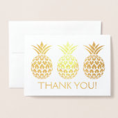 キン箔のイラストが入ったサンキューレターカード(パイナップル柄) 箔カード (封筒付き正面)