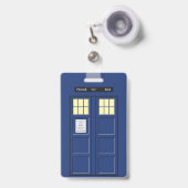 キン統一されたグダム-青い警察公衆電話ボックス1 バッジ (伸縮クリップ付き付き表面)