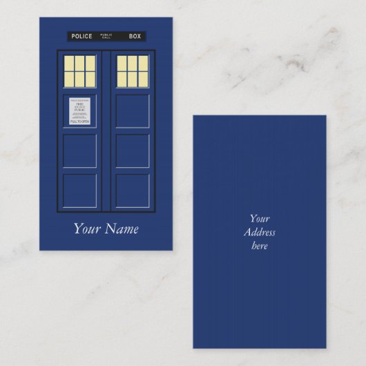 キン統一されたグダム-青い警察公衆電話ボックス1 名刺 (正面/裏面)