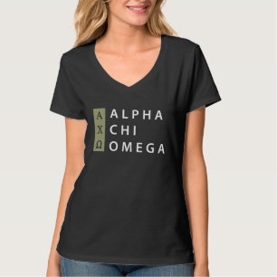 キーのオメガのアルファ 積み重ねられたロゴ Tシャツ