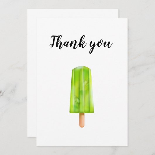 キーウィのアイスキャンデーの挨拶状ありがとう サンキューカード (正面/裏面)
