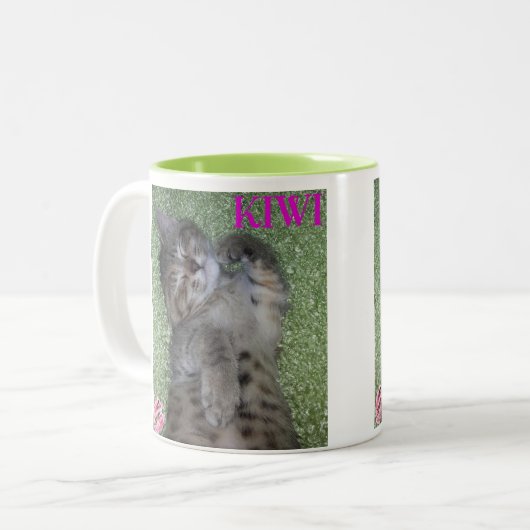 キーウィのスマイルのコーヒー・マグ ツートーンマグカップ (正面左)