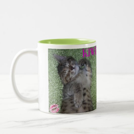 キーウィのスマイルのコーヒー・マグ ツートーンマグカップ (左)