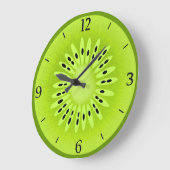 キーウィの様式化されたフルーツの切れ ラージ壁時計 (傾斜)