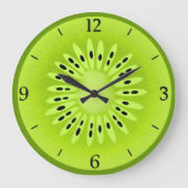 キーウィの様式化されたフルーツの切れ ラージ壁時計 (正面)