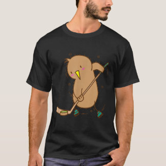 キーウィの鳥がフィールドホッケーをプレイ キーウィの鳥と果物 Tシャツ