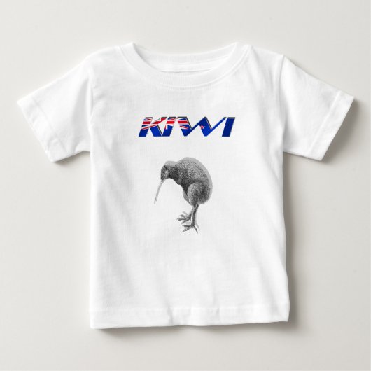 キーウィの鳥のニュージーランドの旗のロゴのギフト ベビーTシャツ (正面)