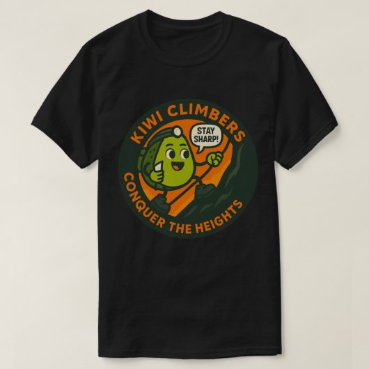 キーウィクライマーズは頂上を征服する Tシャツ (デザイン正面)