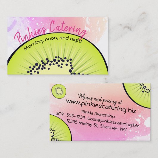 キーウィフルーツのパン屋のシェフのケイタリングビジネスカード 名刺 (正面/裏面)