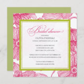 キーウィ + ピンクによっては%PIPE%のブライダルシャワーの招待が開花します 招待状 (正面/裏面)