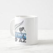 キーウィAZのラグビーの鳥および銀製シダニュージーランド コーヒーマグカップ (正面左)