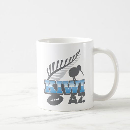キーウィAZのラグビーの鳥および銀製シダニュージーランド コーヒーマグカップ (右)